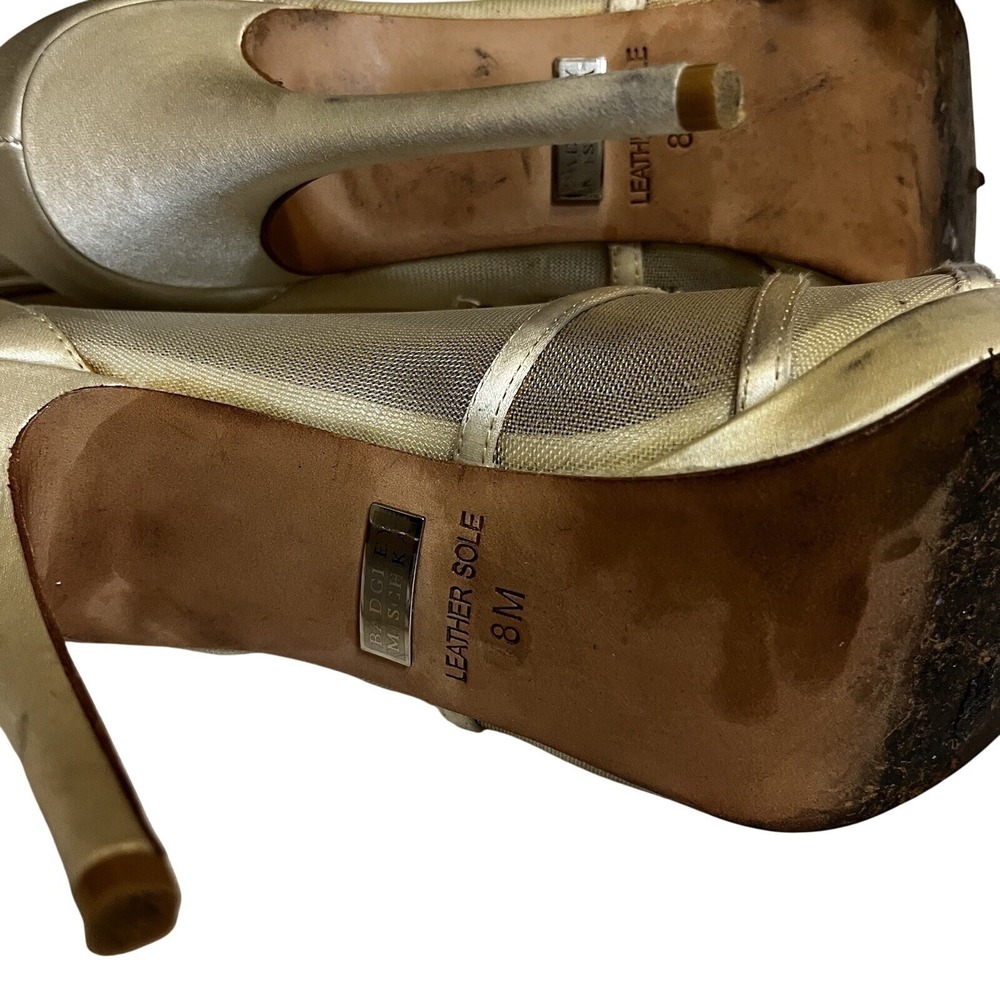 Badgley Mischka Lianna Peep Toe Booties Sz 8M Champagne Rhinestone Wedding Heels - Picture 6 of 9